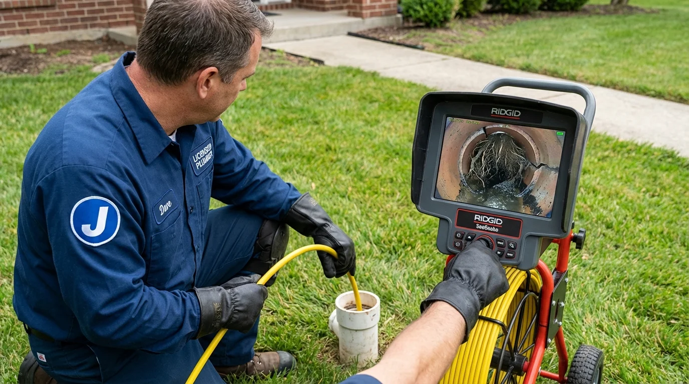 Sewer camera inspection being performed by Johns Plumbing LLC in Lakewood
